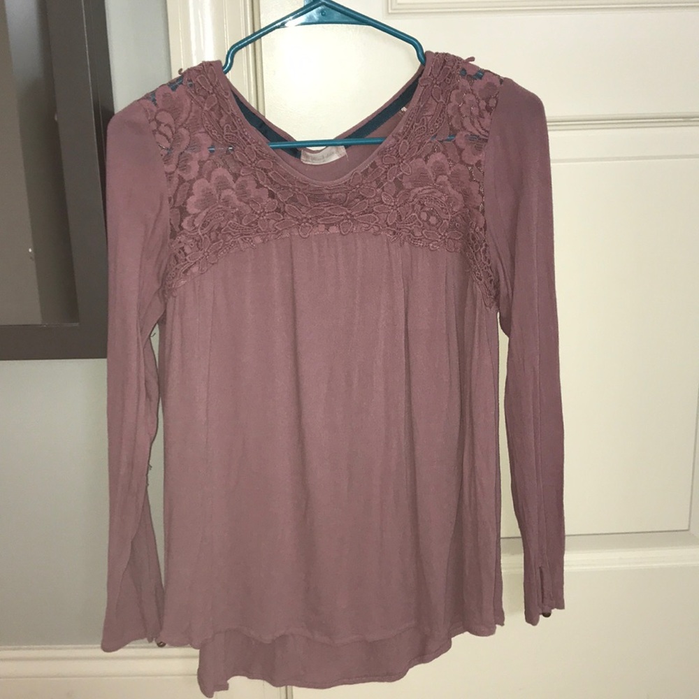 lavender colored long sleeve top